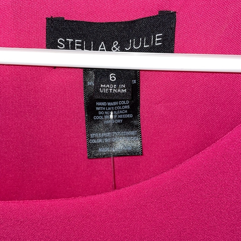 hot pink puff sleeve midi dress - Picture 6 of 8